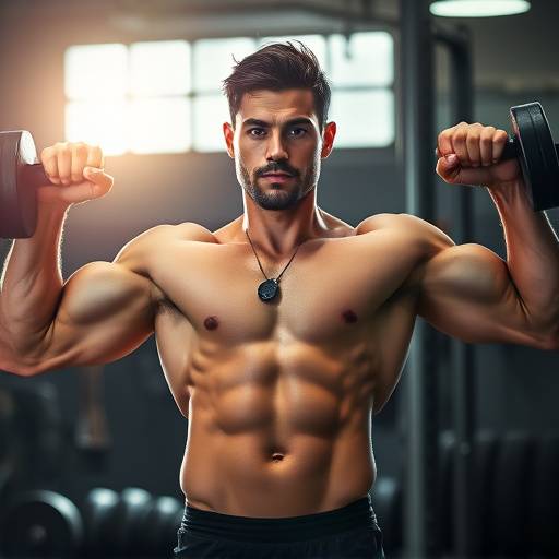 A person lifting dumbbells in a gym setting